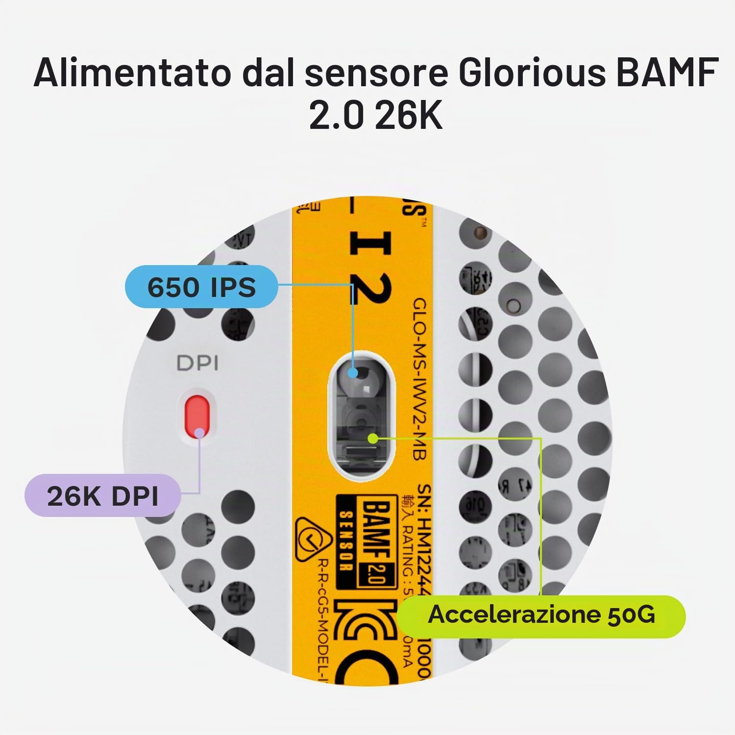 GLORIOUS Gaming - Model I 2 Wired Gaming Mouse: 9 tasti programmabili (2 scamb.), superleggero 66 g, sensore ottico 26.000, switch da 80 milioni di clic, MMO/MOBA/sparatutto, Bianco