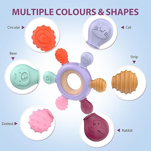 Miniatura 4 de akolik Juguetes de dentición para bebés, mordedores de bebé, anillo de dentición de silicona, juguete de dentición sin BPA, accesorios para recién