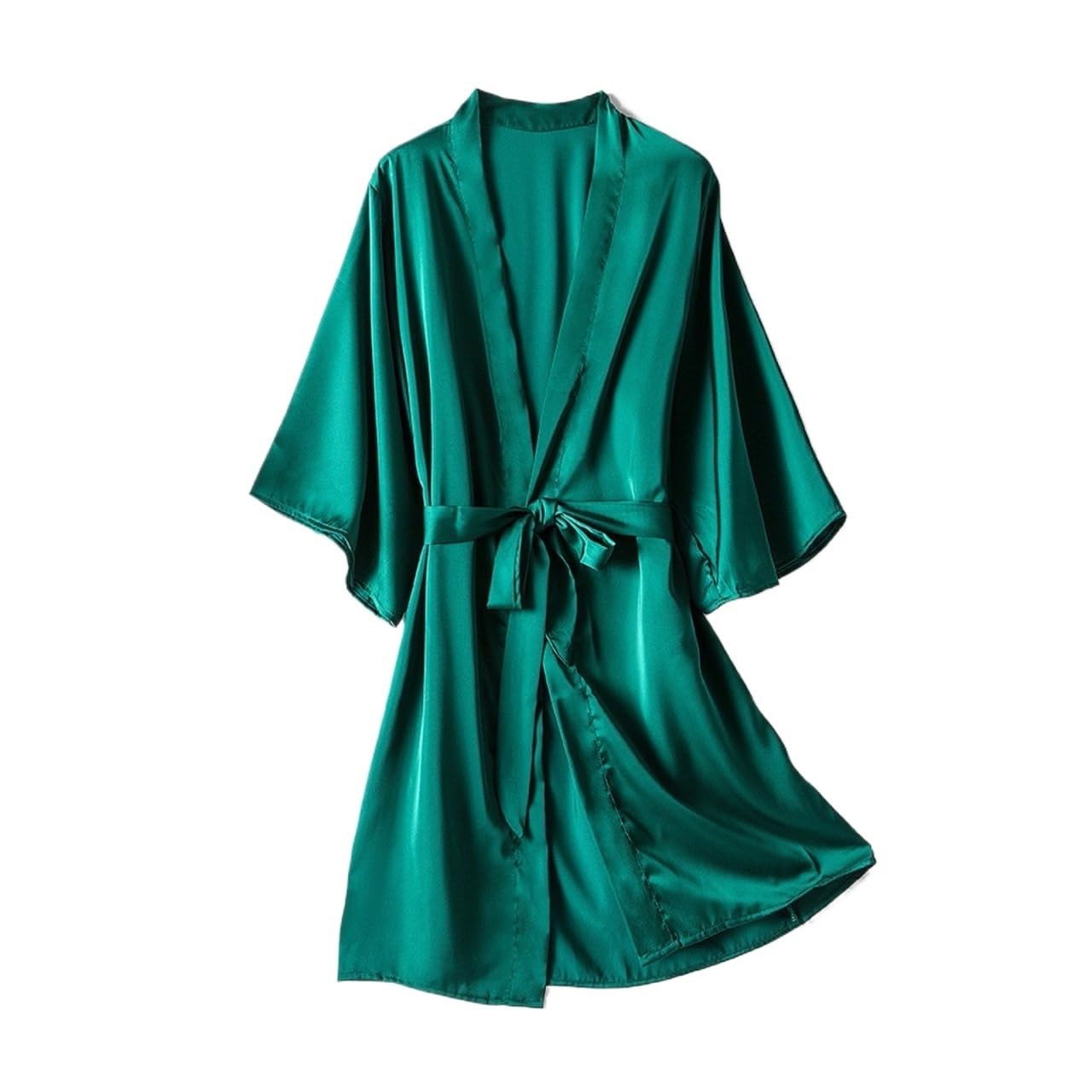 Bata de satén para Mujer, Albornoz de Mujer Bata baño satén Seda Multicolor Varios tamaños(Green,XXL)