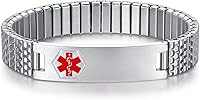 Vista 47 de Pulseras médicas de alerta ajustables AOAMID para hombres, pulseras de acero inoxidable para mujeres con grabado gratis