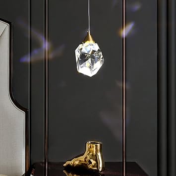 Crystal Pendant Lights,Dimmable Mini Beside Pendant Lighting Modern Simple Hanging Lamp,Creative Pendant Lamp for Bedroom Kitchen Island Dining Room,Led 3 Colors,D11*H13cm