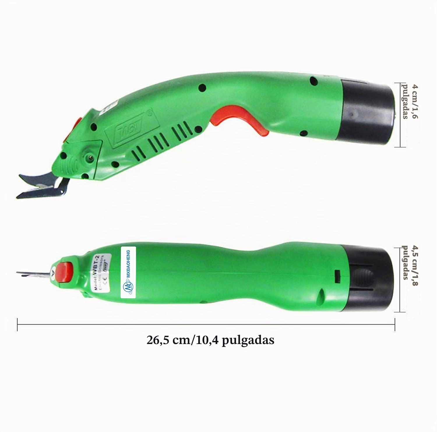 MXBAOHENG Cortador de Tela Industrial Inalámbrico con 1 Batería (5000 mAh) y 2 Cuchillas (A,B) WBT-2 Tijeras Eléctricas para Tela