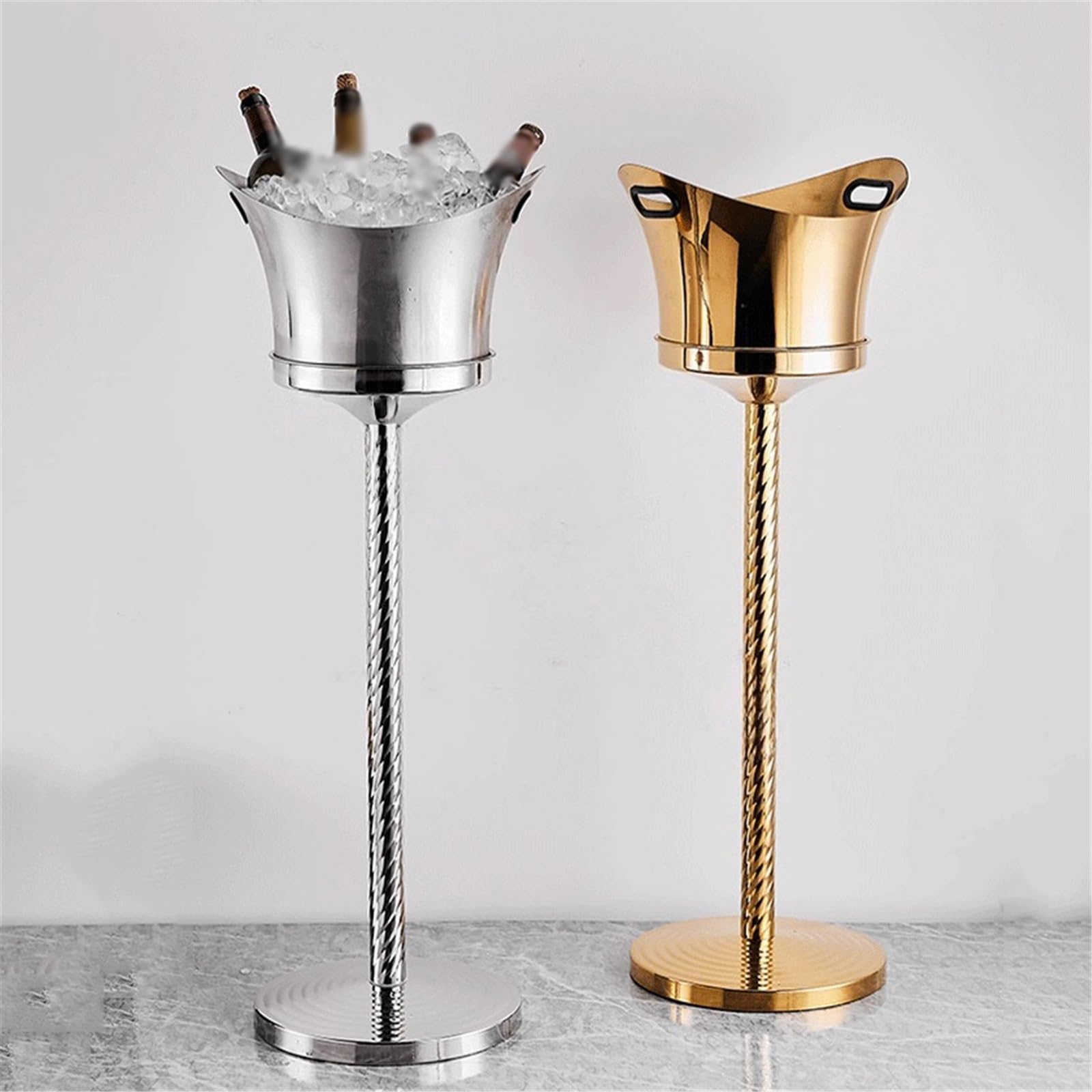 Cubo de Hielo Cubitera de Lujo for Vino, champán o Cerveza Cubo de Hielo frío para Barra(Negro)