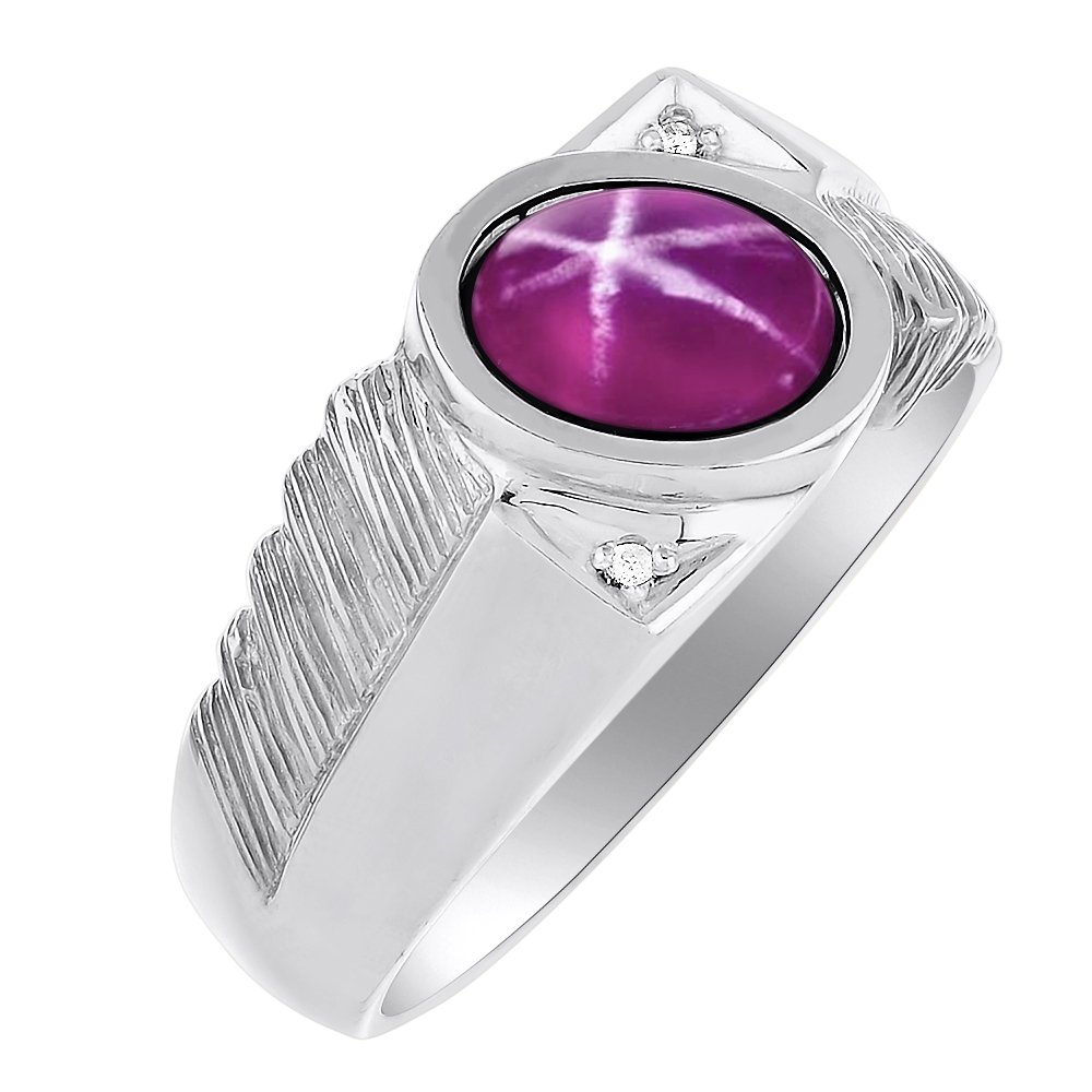 RYLOS Anillos para hombre de oro amarillo de 14 quilates – Anillo de diamantes y estrellas de imitación de rubí, anillos de oro para hombres