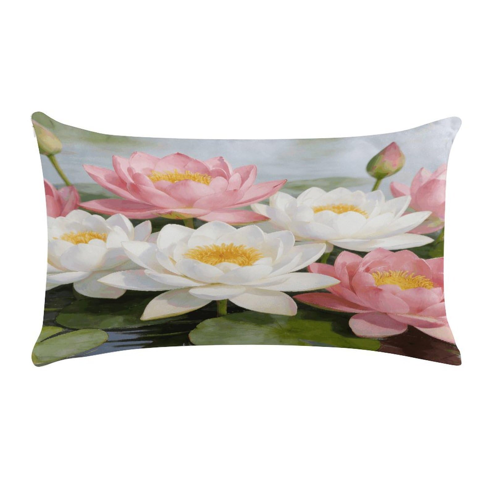 Fodpand Style Clear Pond Lotus Rhythms Pillow Cases Set Of 1 Extra Soft Pillow Protectors With Hidden Zipper Perfect For Hotels, Guest Rooms,Bedroom 12X20 Inches Pillows Not Included