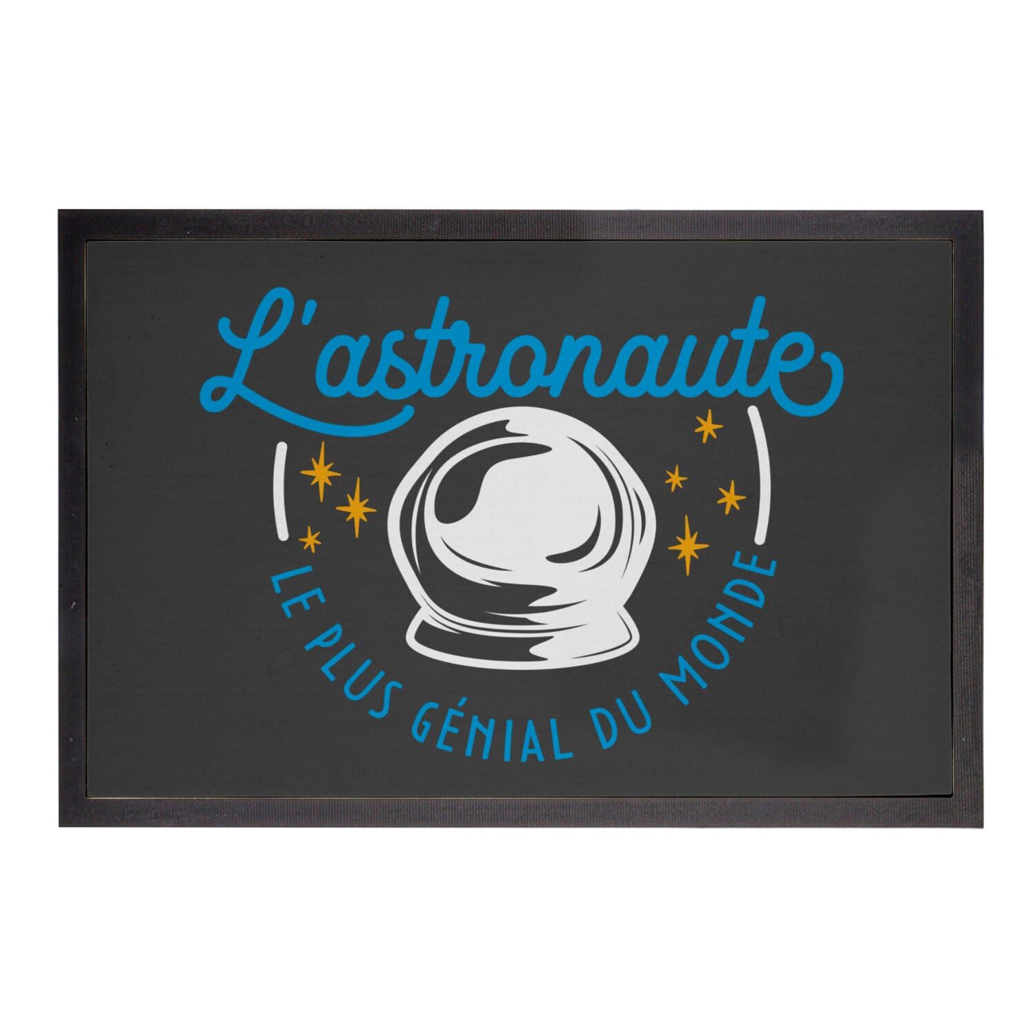 Paillasson noir poussière entrée propre tapis motif astronaute fusée 75x50cm