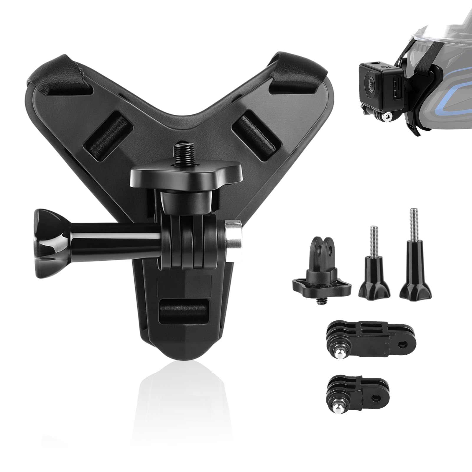 motorcycle helmet chin holder, silicone action camera motorcycle helmet mount for hero 13 12 11 10 9 8 7 for dji osmo action 5 pro 4/3 insta360 x5 x4 x3 session chin mount with non-slip