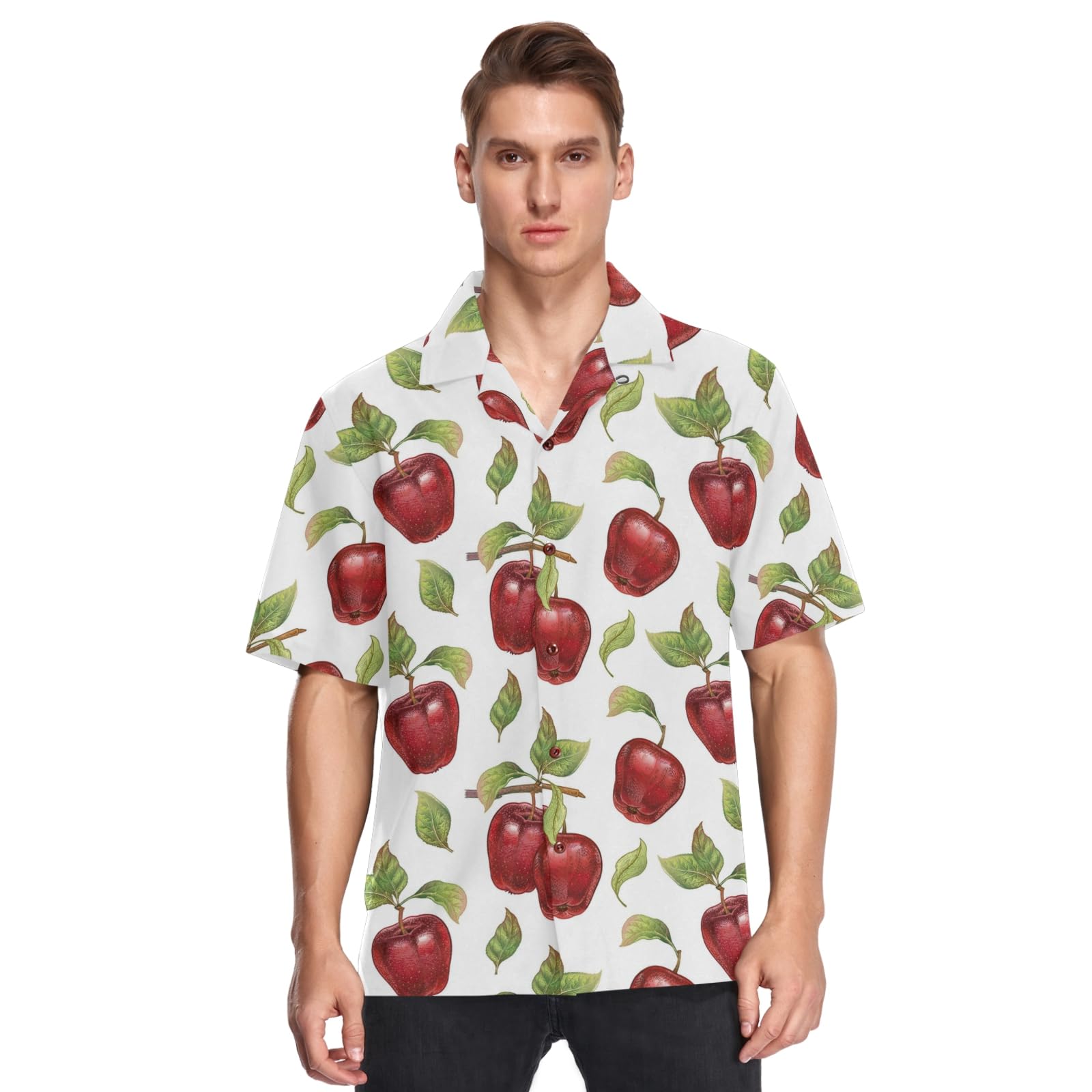 apple dress shirt Amazon.com: Red Apples Pattern Men's Hawaiian Shirt Farmhouse Fresh Fruits  Short Sleeves Button Down Aloha Shirts Beach Dress Shirts : Clothing, Shoes  & Jewelry