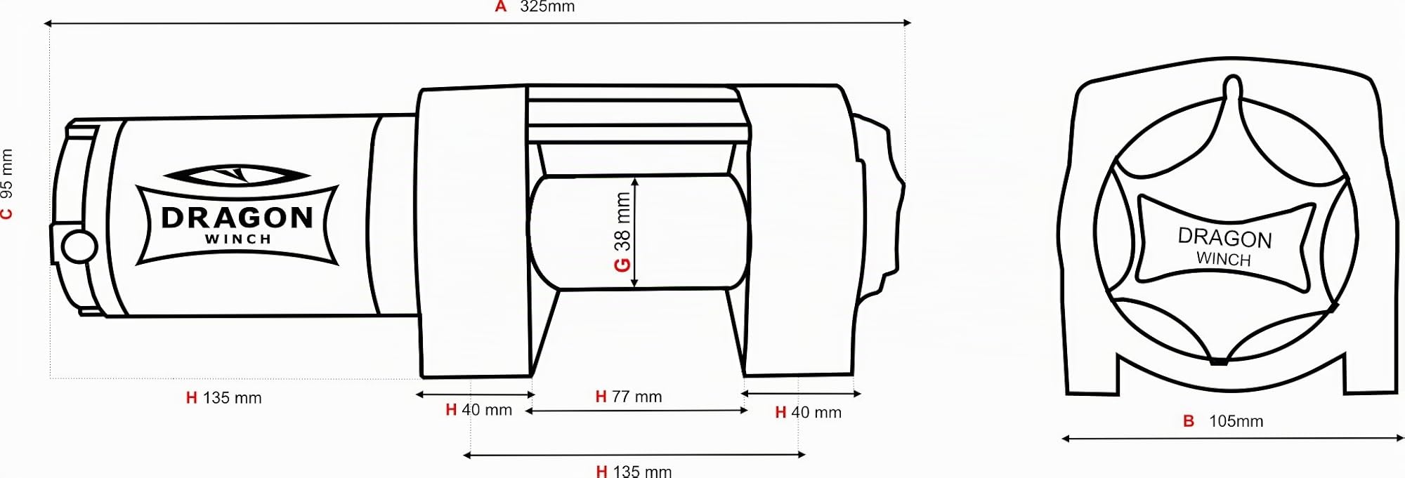 DRAGON WINCH - Verricello Elettrico 12V 4000 lbs / 1814 kg Cavo in Acciaio 10m per Aratri, Quad, ATV e UTV incluso telecomando senza fili + accessori per verricello | Serie Maverick