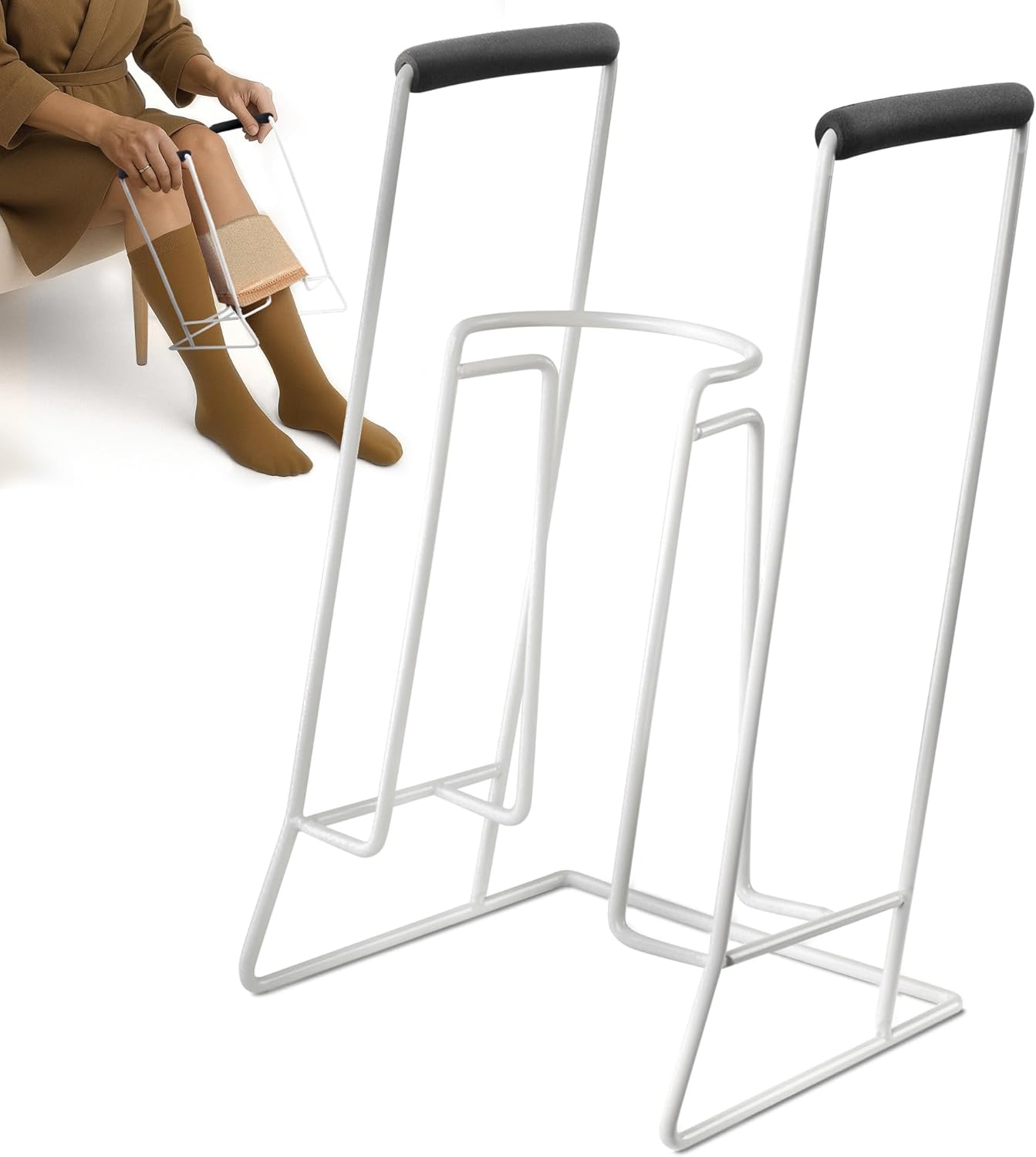 Mars Wellness Stocking Donner Sock Aid Tool for Compression Socks Men or Women - Strong Metal Design with Soft Foam Grips - Dressing Aid Hip Kit for Easy Use with Stockings and Compression Socks