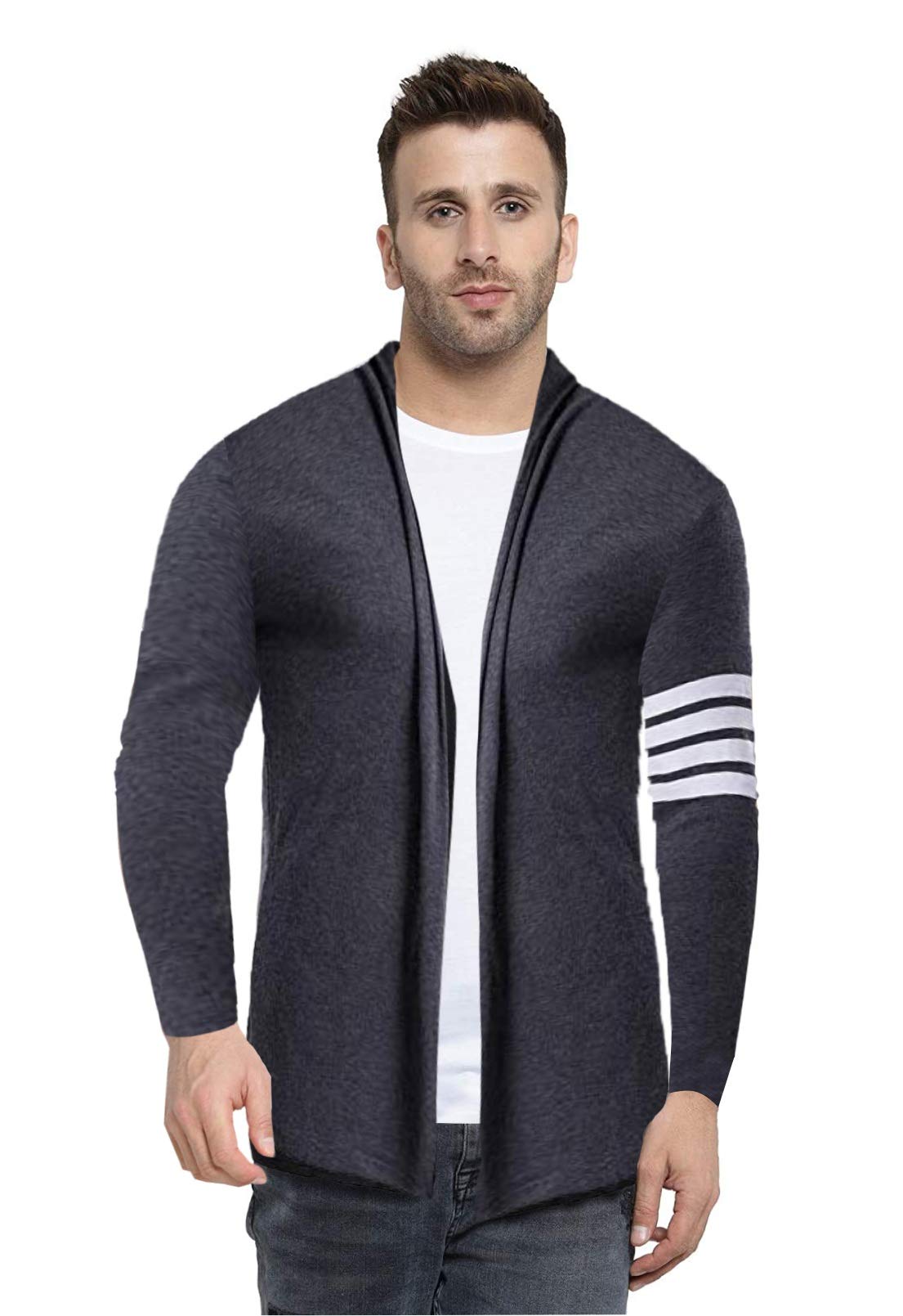 denimholic Men's Cotton Front Open Neck Cardigan Shrug-picture-38