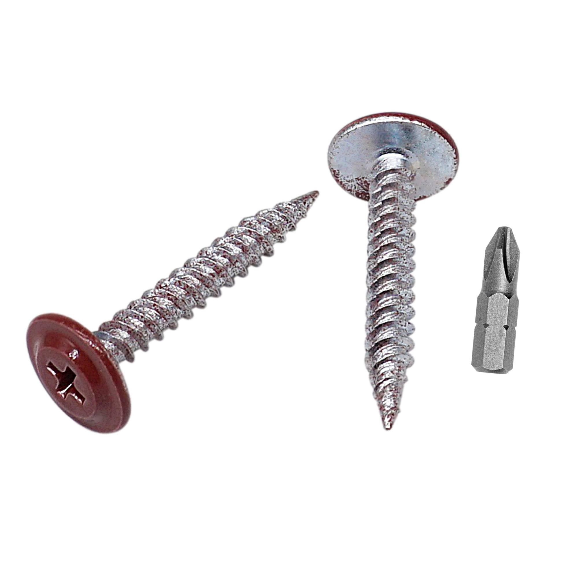 SKIR'CO (50 szt.) Malowane wkręty samogwintujące do drewna 4,2 x 30 mm, wkręt metalowy, łeb kratownicowy o zmodyfikowanym PH (czerwony tlenek RAL 3009)