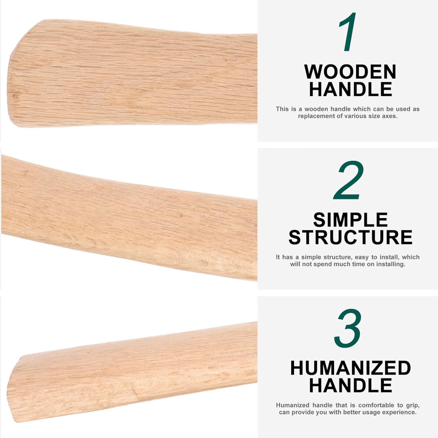 Qmisify Hatchet Handle Replacement, Hammer Wood Replacement Handle Long Curved Durable Axe Handle Wood Handle For Lath Hatchet Home Farm Garden Axe