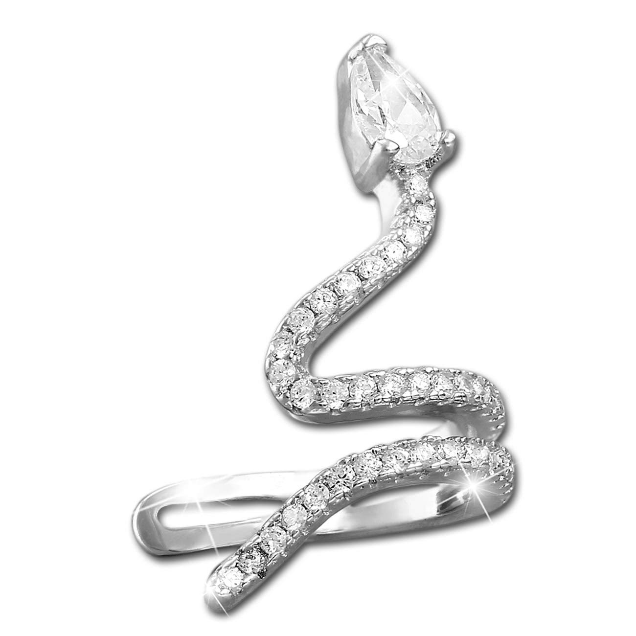 SilberDream weiß Schlangen Set Ohrringe Zirkonia 925 Silber Damen Ohrklemmen GSO470W Silber Ohrklemme