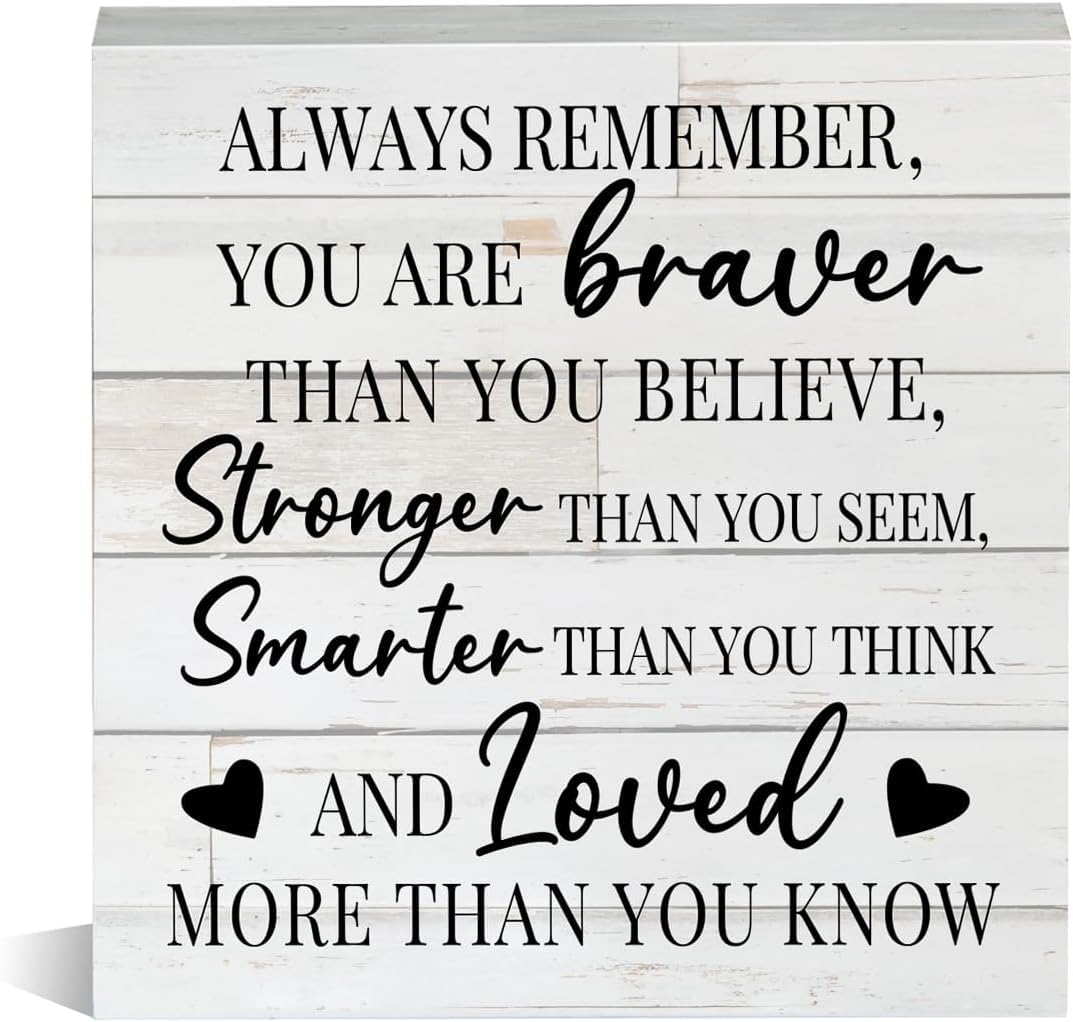 5x5 Inch Rustic Wooden Box Sign Inspirational Quote Farmhouse Decor