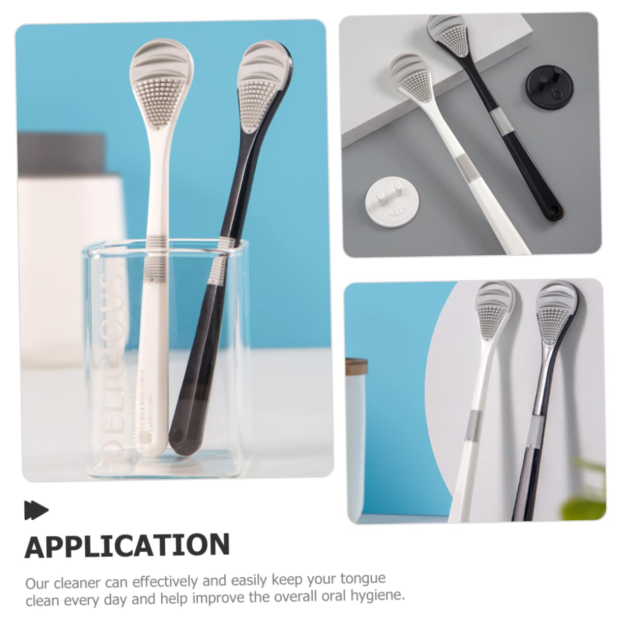 CALLARON Tongue Cleaning Tools for Adults Tongue Scrapers Brush Set Home Oral Care for Fresh Breath