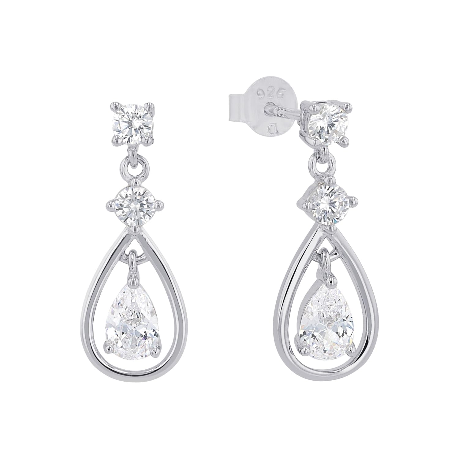 Amor Ohrhänger aus 925 Sterling Silber für Damen, Ohrringe, teilw. mit Schmuckstein, Silber 925 rhodiniert, Geschenk für Freundin und Frau, Kommt in Schmuckbox