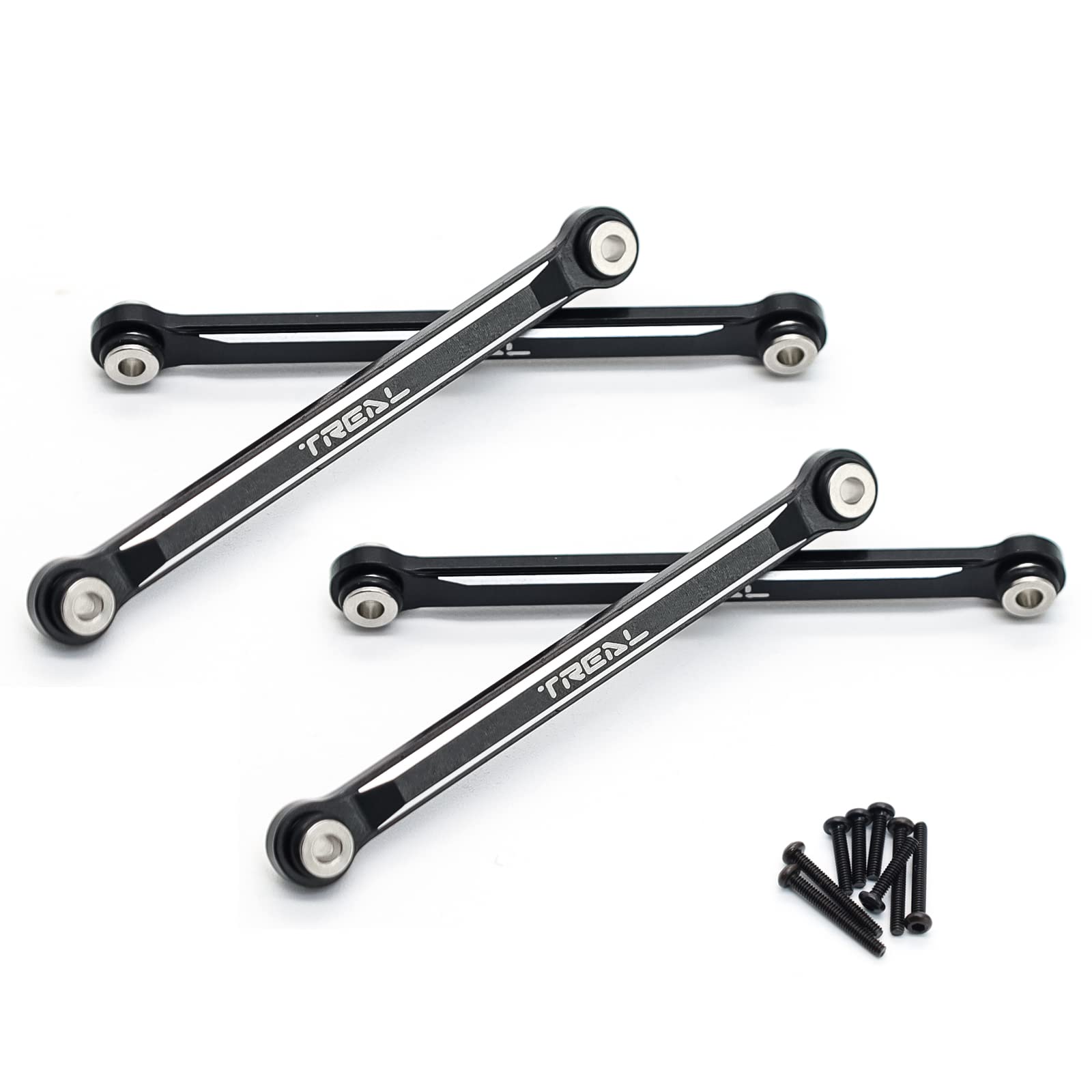 TREAL FCX24 Lower Links Set (4pcs) Aluminum 7075 Lower Chassis 4-Links for FMS FCX24 1:24 (Black)