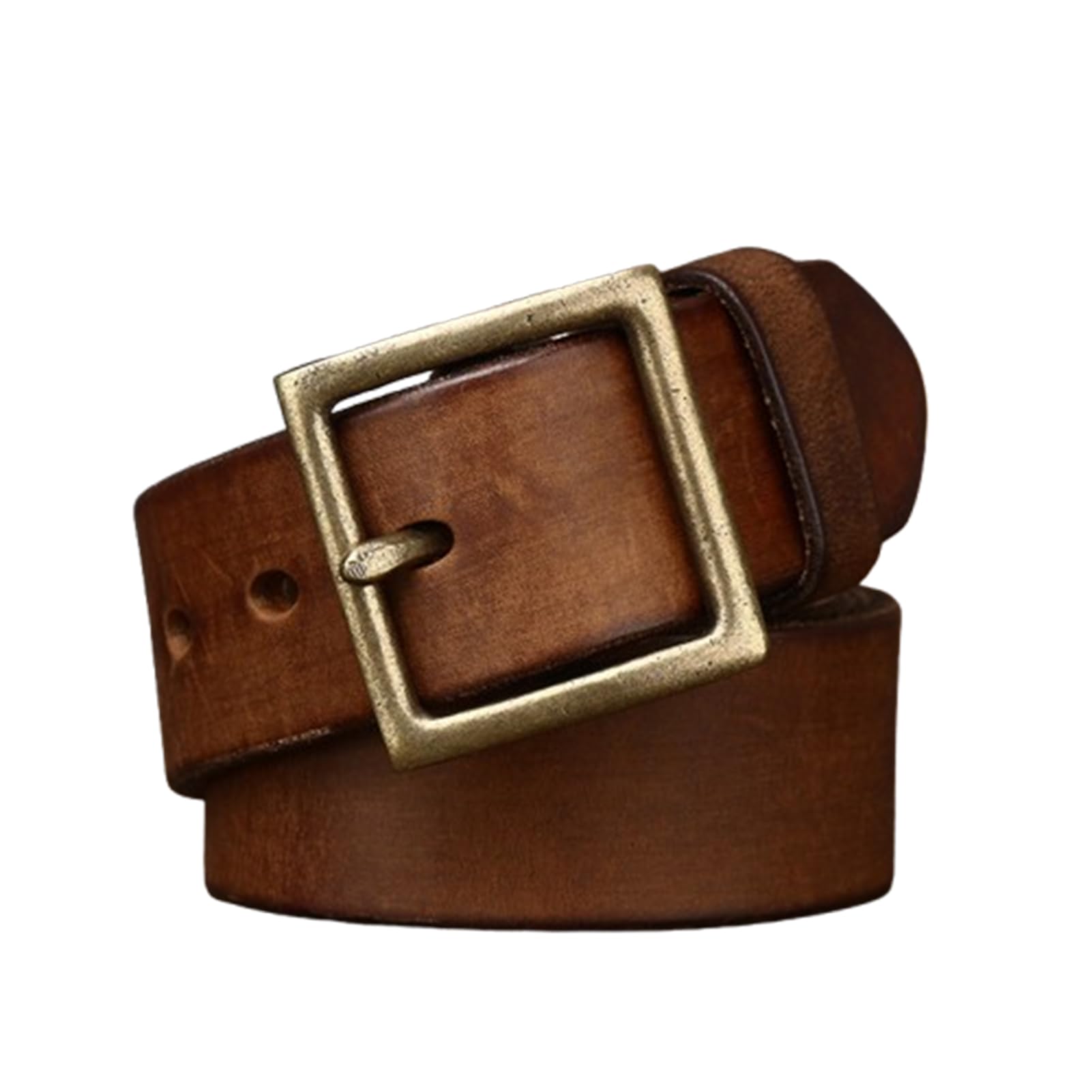 Cintura vintage in pelle da uomo e donna, 41 mm, fibbia quadrata dorata - stile cowboy cowgirl, for abito, jeans, outfit concerto country