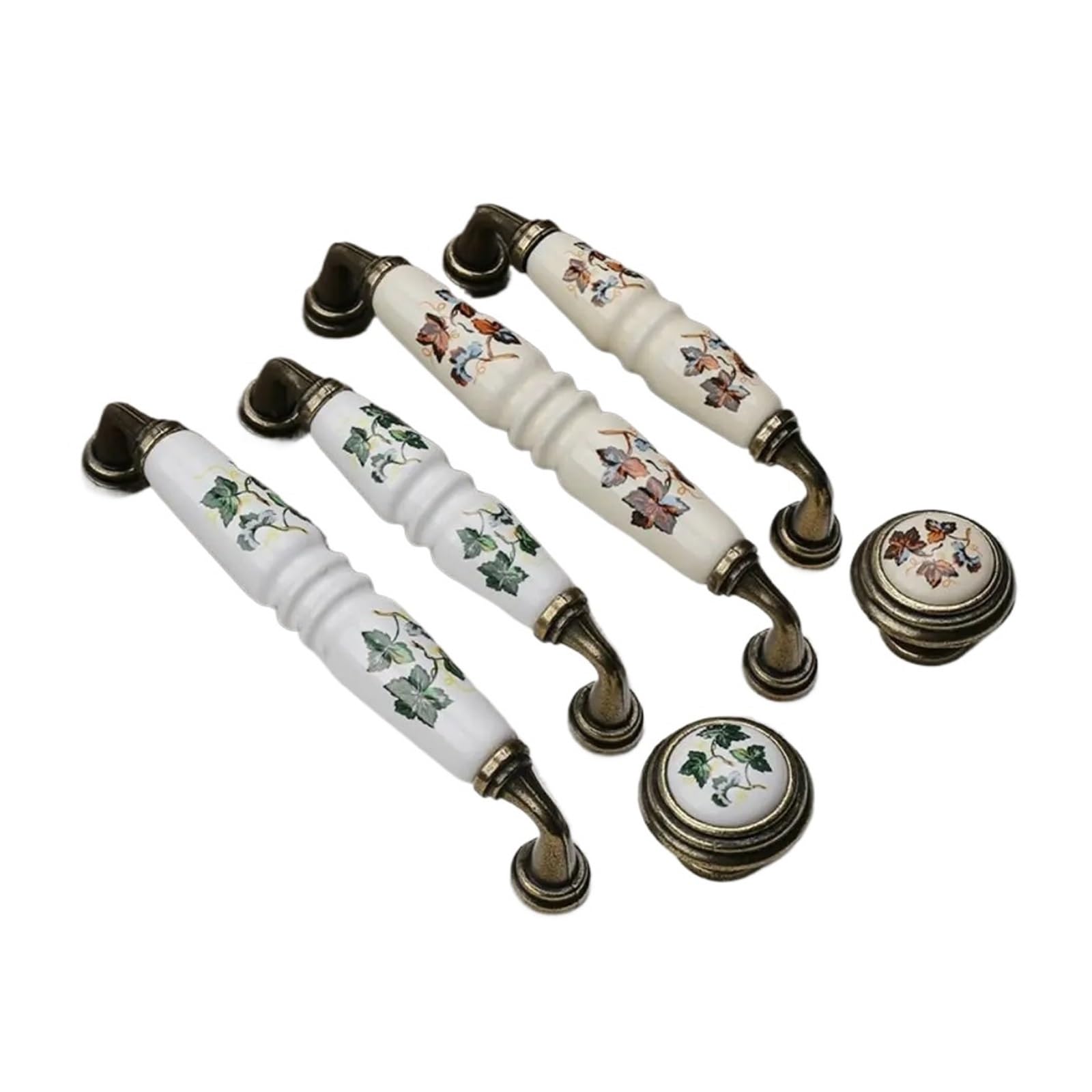 Yonmledo Green-128Mm Brass Vintage Drawer Handles 2Pcs Fashion Zinc Alloy Ceramic Cabinet Handles Antique Vintage Wardrobe Door Handle Bronze European Knobs Drawer(-Green-128Mm)