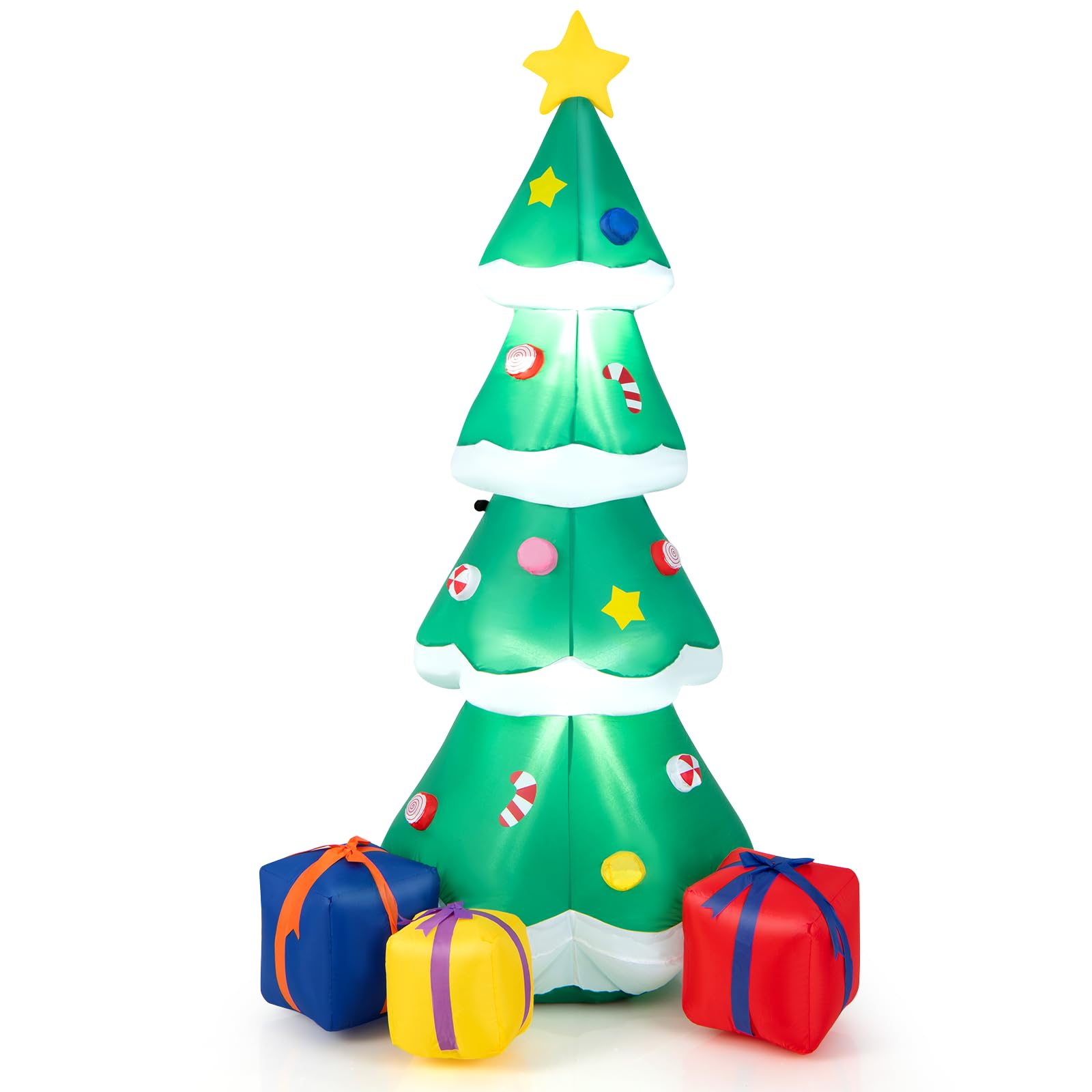 SOARS Decoration Noel, Sapin de Noel Gonflable 180 CM, avec Lumière LED et Soufflerie Intégrée, Décoration Noel Auto-Gonflable Résistant aux Intempéries, pour Cour, Jardin, Salon