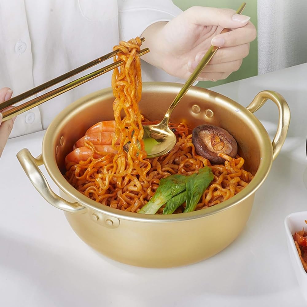 Garnek do gotowania, garnek do makaronu ramen do domu, tradycyjny aluminiowy garnek na zupę, mały garnek do zupy z pokrywką, na kemping, wędrówki, piknik