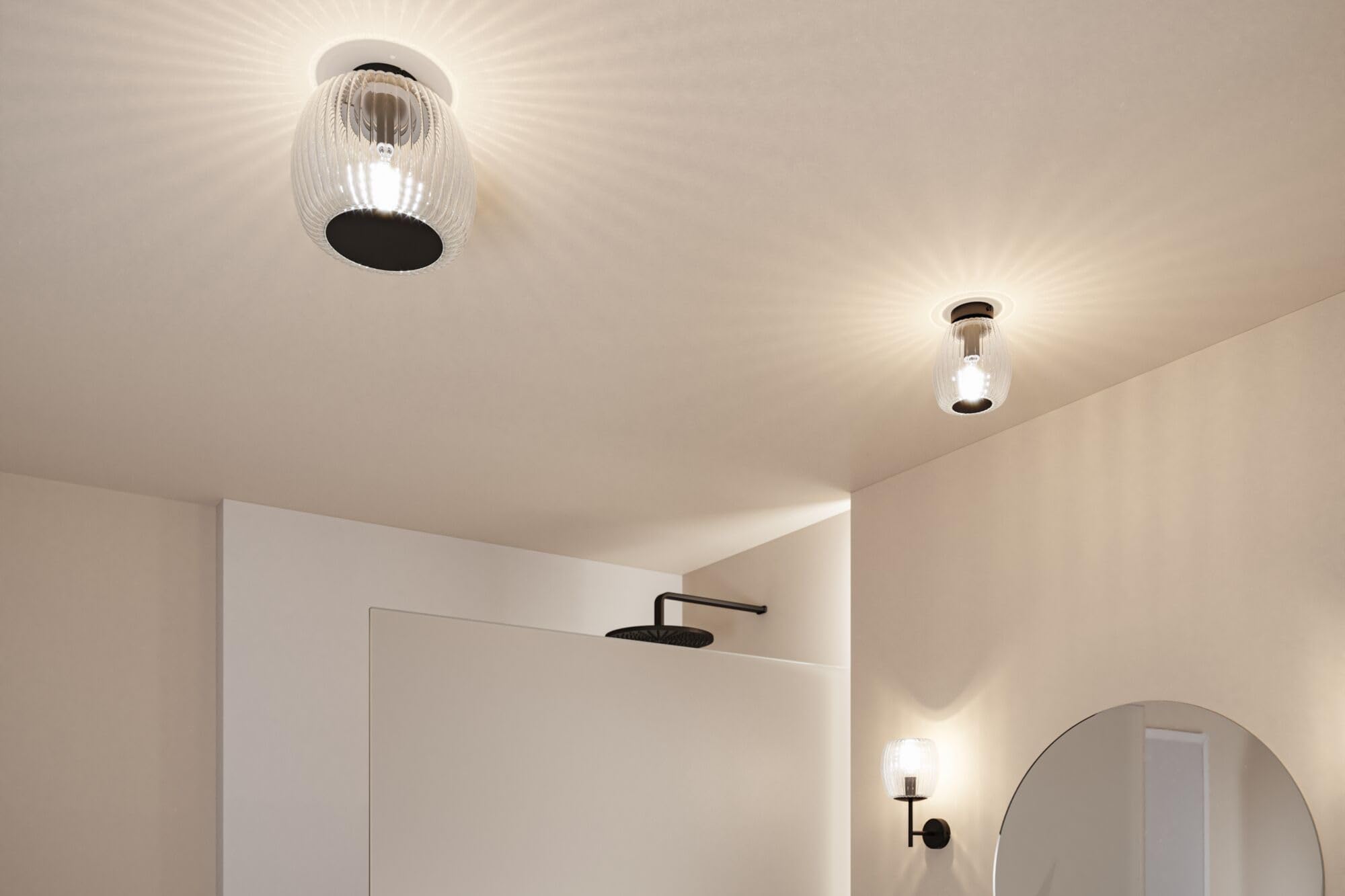 Paulmann 71145 Selection Bathroom Deckenleuchte Ruya IP44 E14 230V max. 20W Glas, Schwarz matt Wand-/Deckenleuchte, Badbeleuchtung