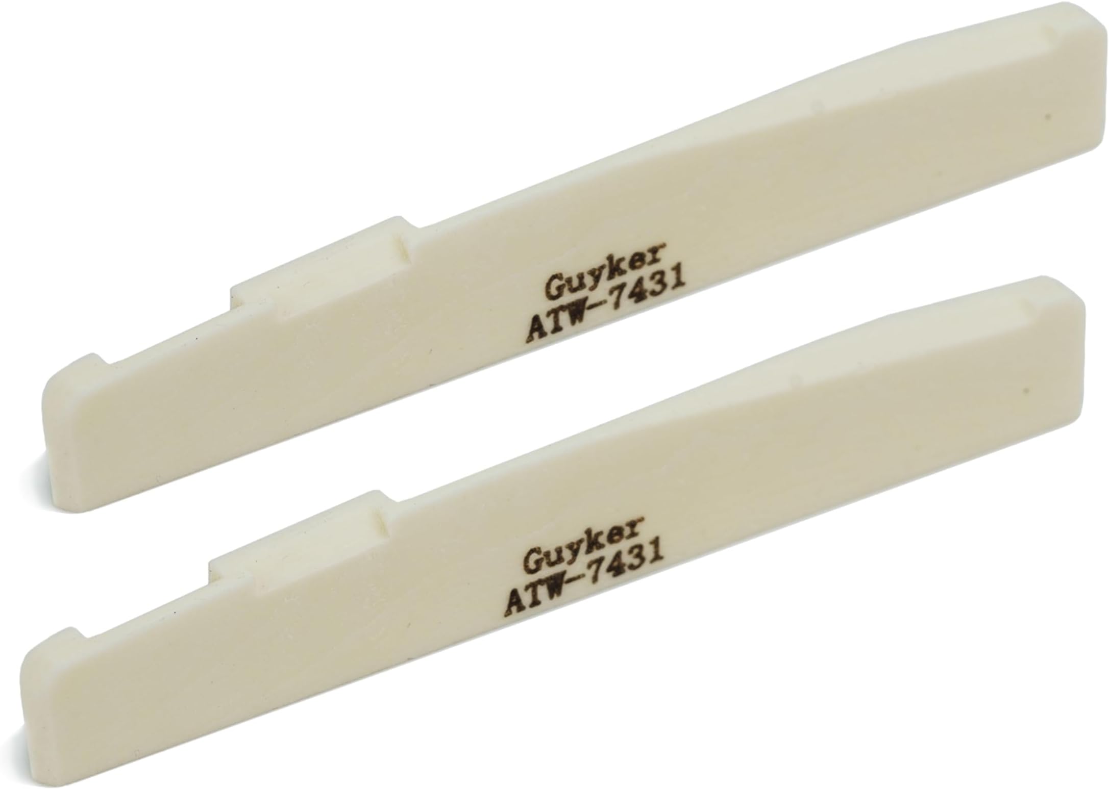 Guyker Acoustic Guitar Bone Bridge Saddle 6 String White Nuts Replacement Parts Accessories for Acoustic Folk Guitar, Lower String Pillow 74x3x11mm Pack of 2 ATW7431