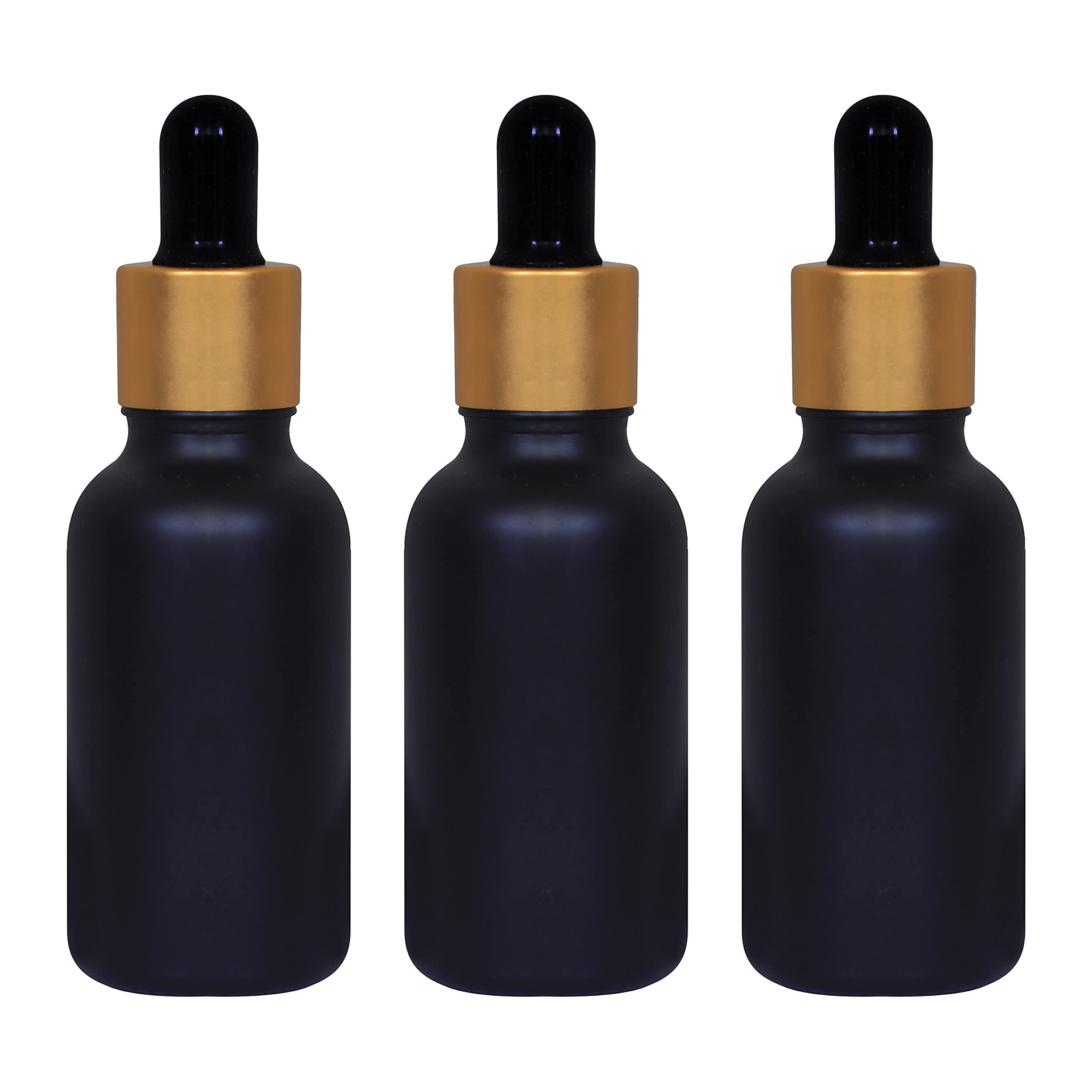 Zenvista Multipurpose Empty Glass Bottle with Gold Plating Dropper For Essential Oils, Fragrances, Perfumes, Serum Bottles (30 ml) - Pack of 3