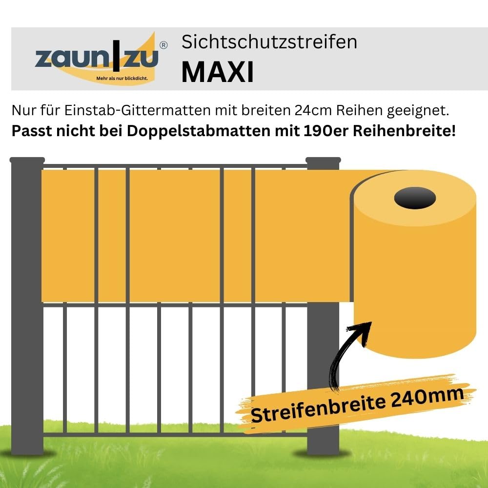 Premium Maxi 26 Meter Rolle 24cm hoch | Sichtschutzstreifen PP für Doppelstabmatten UV-beständiger Sichtschutz | Zaunblende Made in Germany Anthrazit 26m