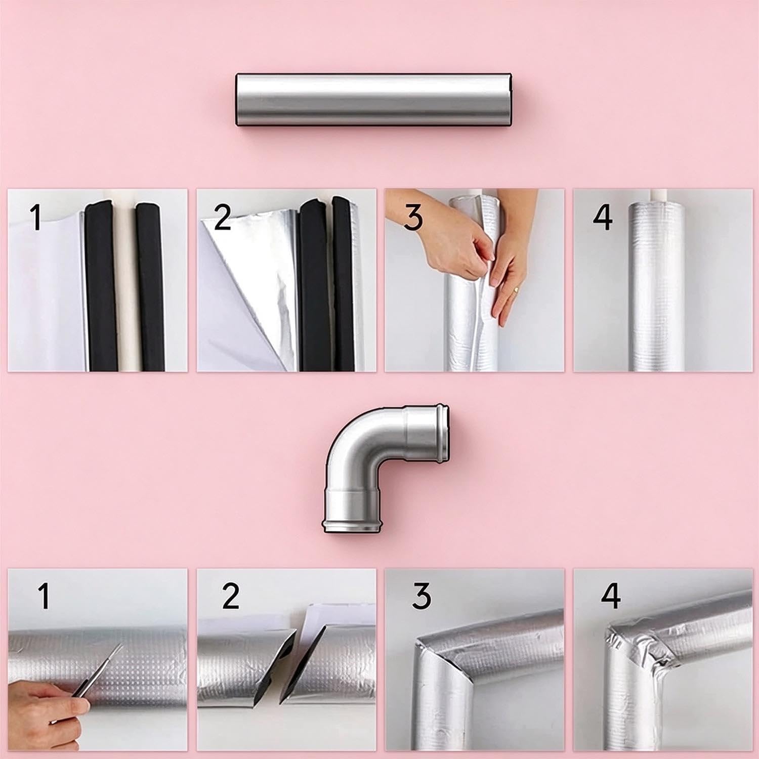 Tube en Mousse D'isolation de Tuyau, Enveloppe de Conduit Pré-fendue ID10-219mm Avec Feuille D'aluminium Pour L'hivernage Des Tuyaux D'eau Chaude(Thickness20mm,ID219mm/8.6in)