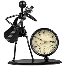 SUME Guitar Playing Metal Man Desk Clock Home Office Decor Ornament