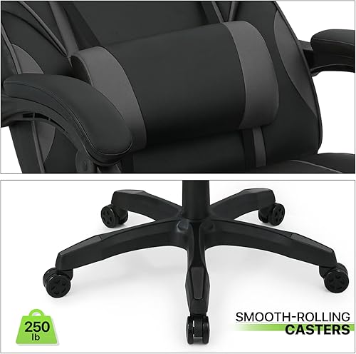Miniatura 8 de Magshion Silla de juegos estilo carreras, reclinable ergonómico ajustable, silla de computadora con soporte lumbar y reposapiés retráctil, silla