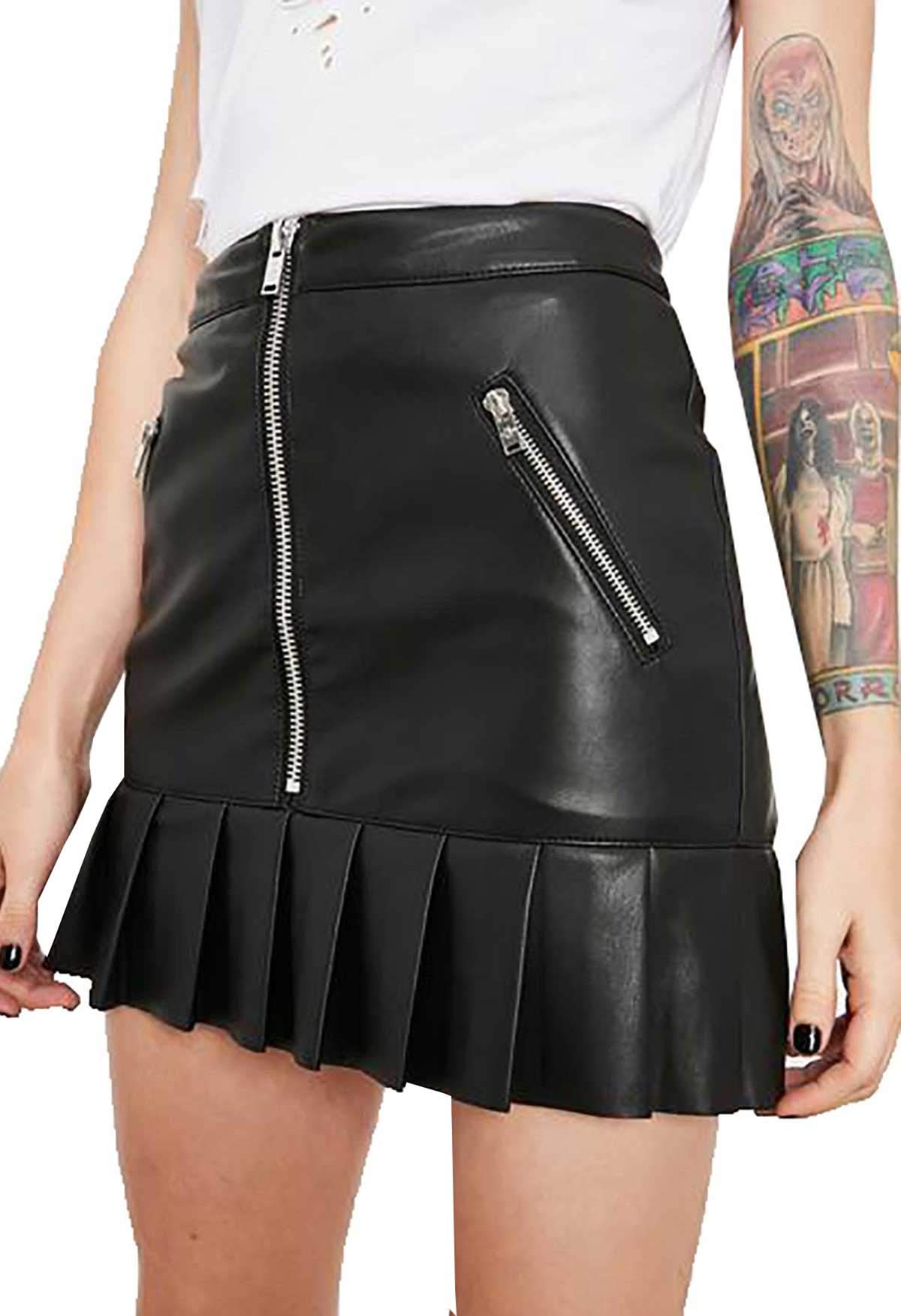 Minifalda plisada corta para mujer, color negro
