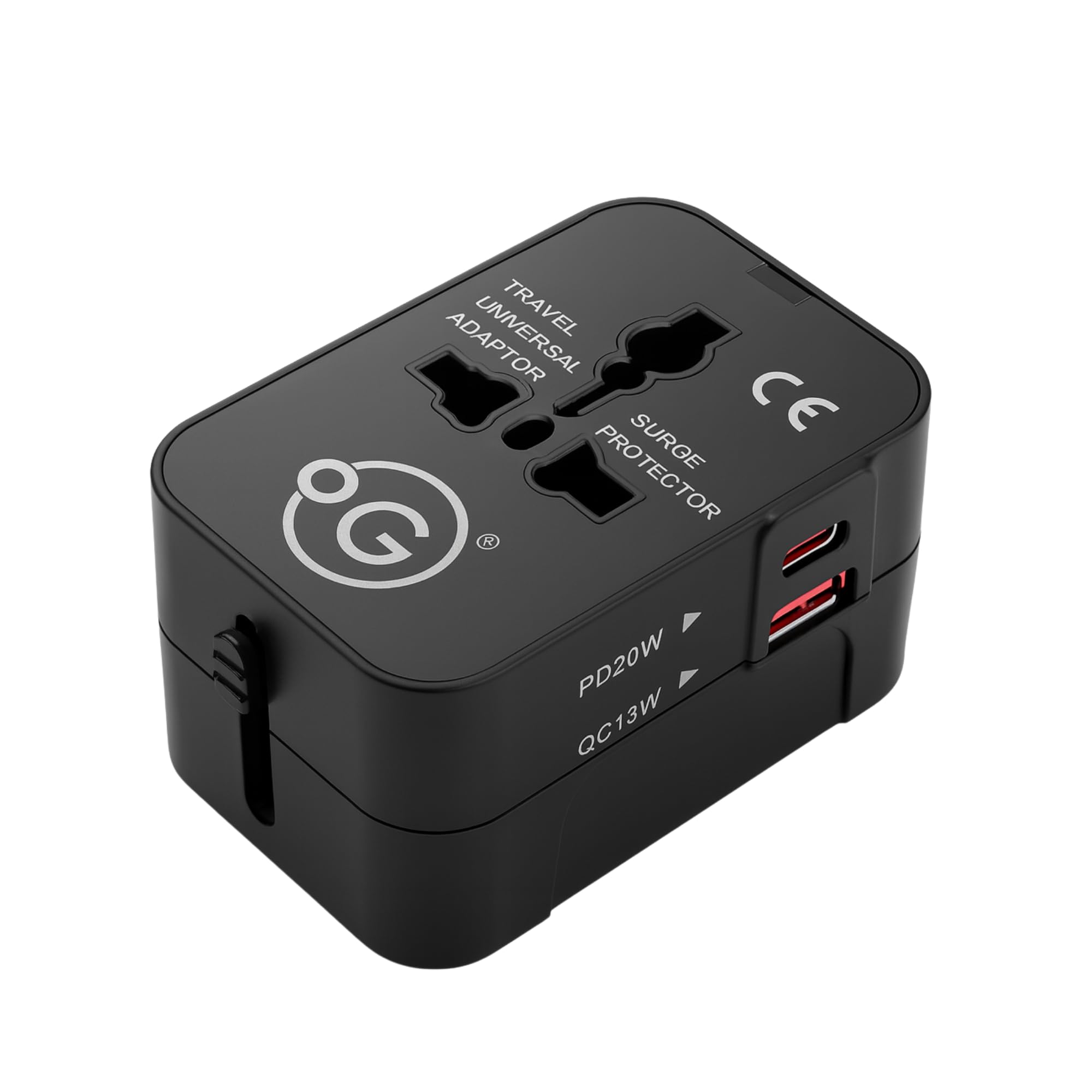 OOGE Fuse POWERPORT Universal Travel Adapter | 38W Fast Charging | Type-C PD + USB-A | All-in-One International Adapter for 200+ Countries – US, UK, EU, AUS, Asia (Black)-image-29