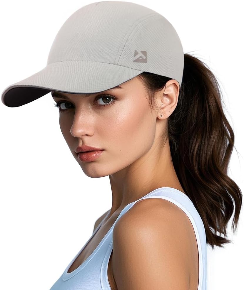 TOP-EX XL/XXL Ponytail Sun Baseball Cap for Women UPF 50 Cooling Running Hat Summer Breathable UV Protection Golf Hats Packable Grey M