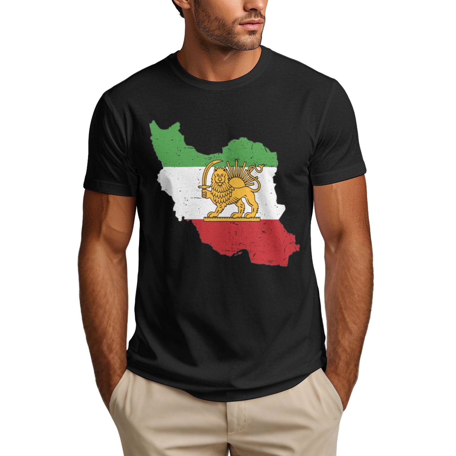 Anceky Unisex As Pic Free Iran Shirt Shir O Khorshid Lion And Sun Iran Persia Men's T-Shirt