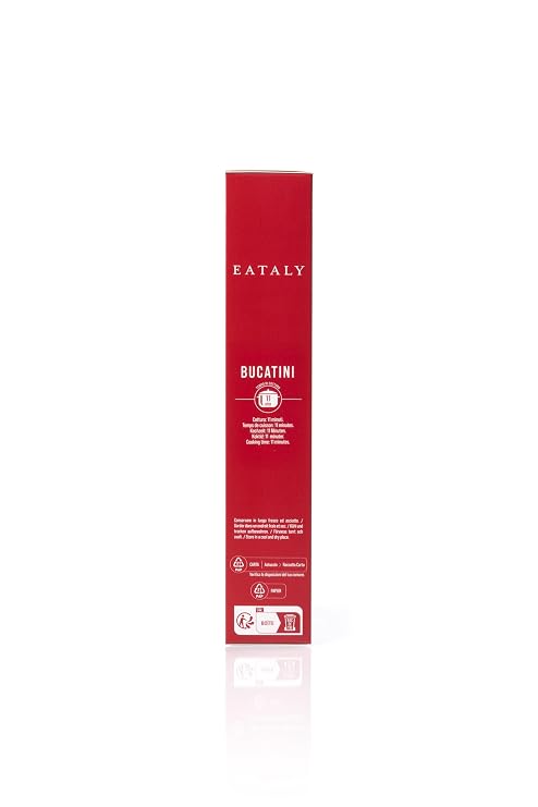 Eataly Italian Bucatini Pasta Noodles - 500g (17 oz.) Box -Authentic Durum Semolina Wheat - Made in Italy- Dried Pasta for Gourmet Dining, 1 Pack