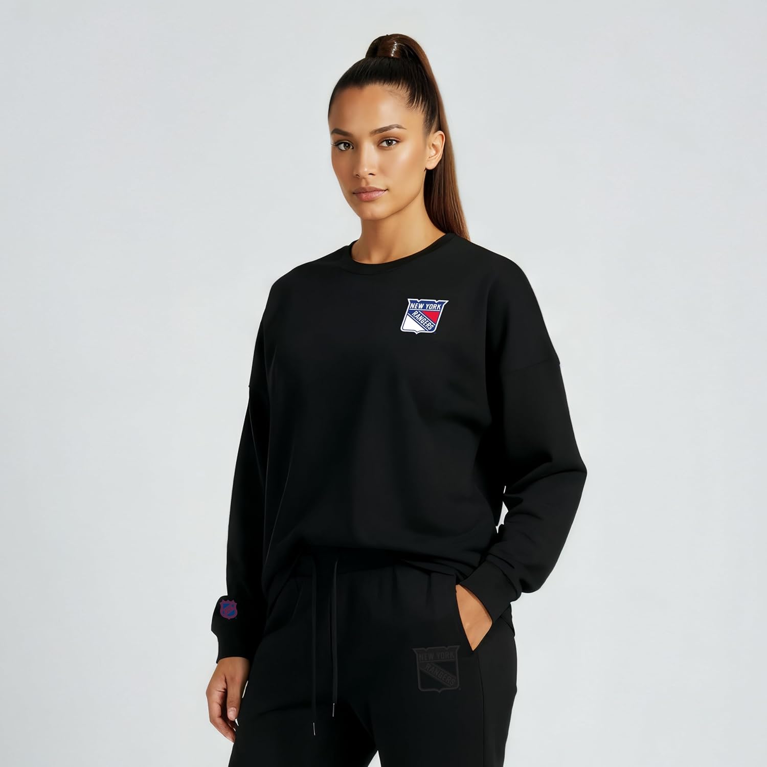 GAME 7 NHL Womens X NHL Women's Officially Licensed Long Sleeve Crew Neck Cotton T-Shirt