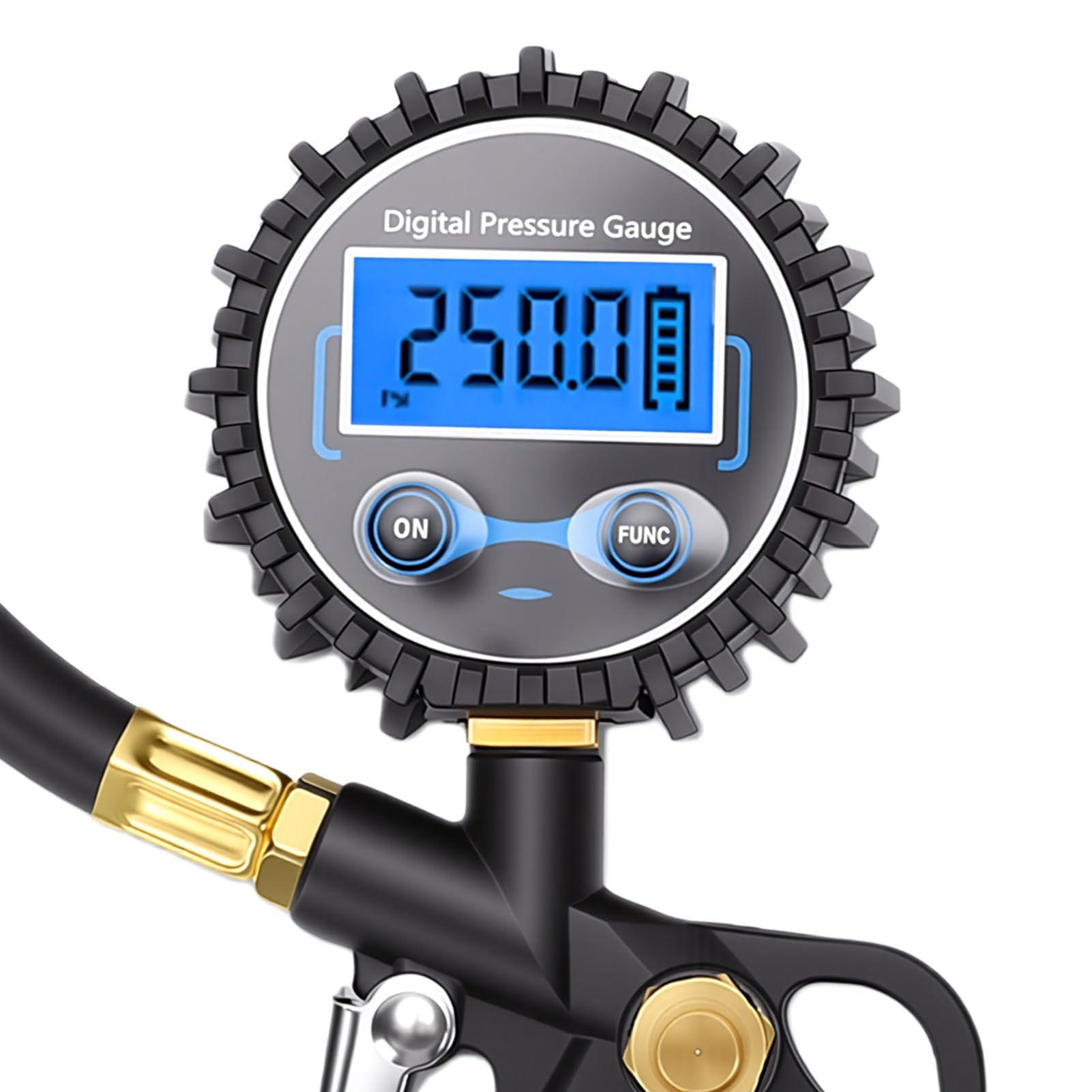 Yctze Manómetro de Presión de Neumáticos Digital 250 Psi con Inflador para Mecánicos Autos y Uso en Emergencias en Carretera Lecturas Precisas Resolución 0,1 Psi Pantalla LCD