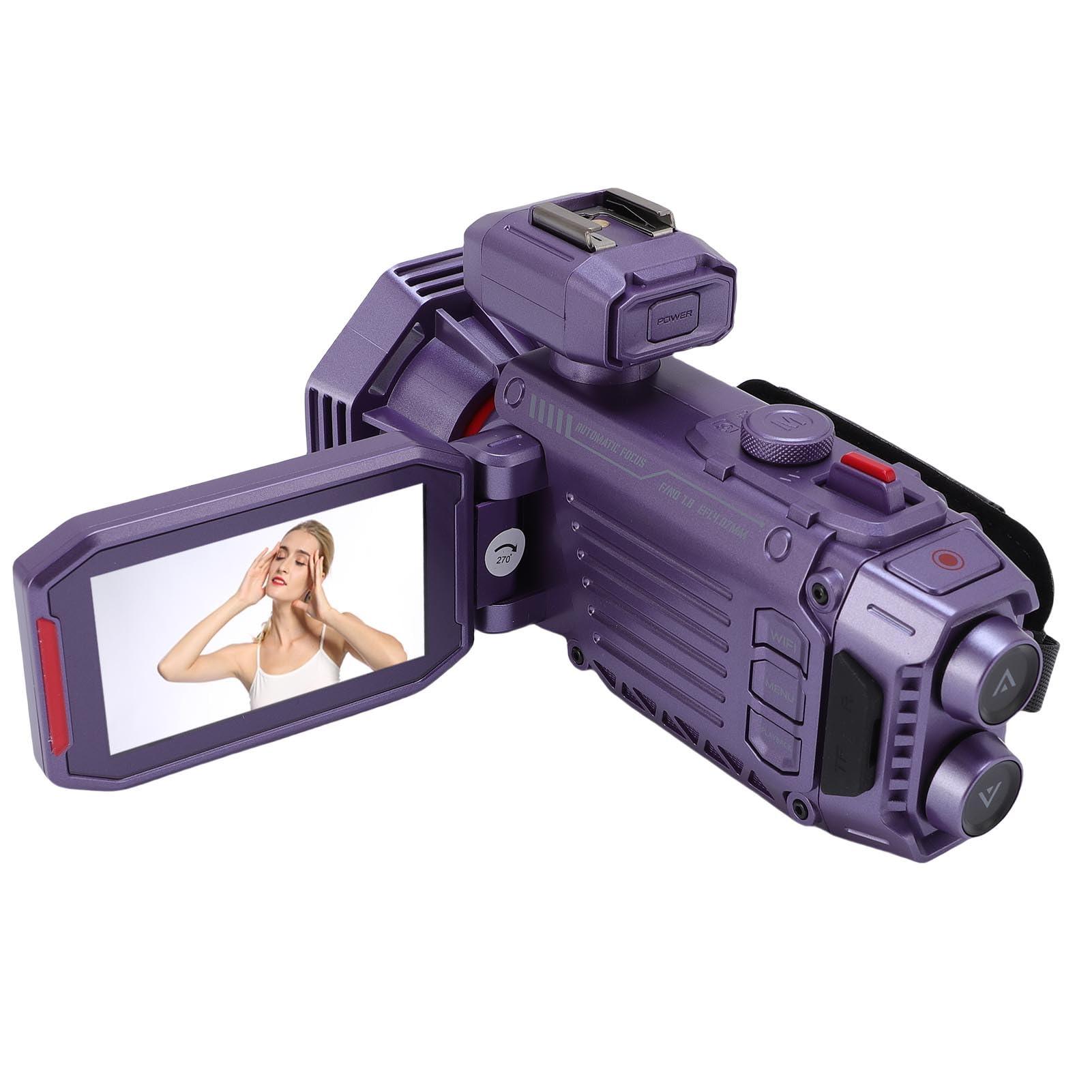 Gugxiom Digital Video Camera Camcorder, Ultra HD 4K 50X Zoom Auto Focus WiFi Vlogging Camera, Video Recorder with 3 Inch HD Color Screen (Violet)-image-44