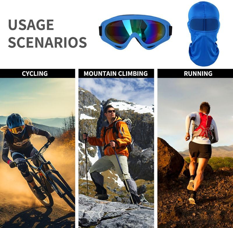 6 Set/12PCS Motorcycle Ski Goggles with Balaclava Mask, Dirt Bike ATV Motocross Riding Hiking Goggle UV Protection Tactical Neck Gaiter for Men Women & Youth - Image 7