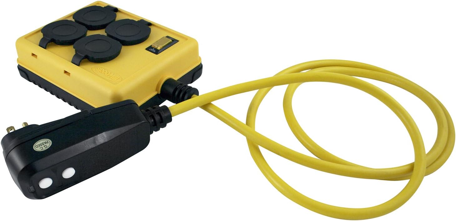 2516 Coleman Duplex Right Angle Quad Box with Gfci; 125 V; 15 A; 14/3 Awg Sjtw; Gauge; Yellow