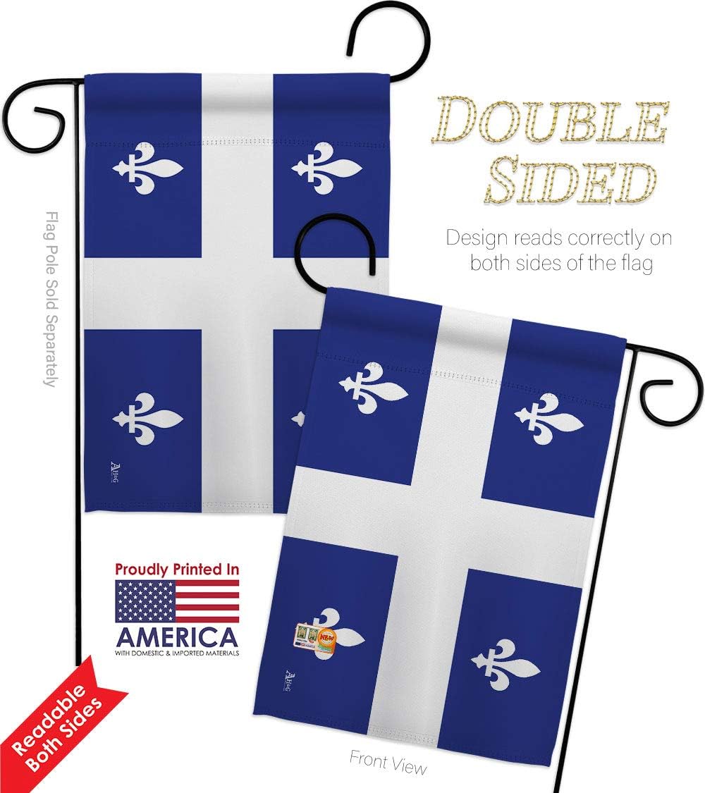 Quebec Garden Flags 2pcs Pack Regional Canada Provinces Canadian Territories Region Country Particular Area Small Decorative Gift Yard House Banner Double-Sided Made In USA 13 X 18.5