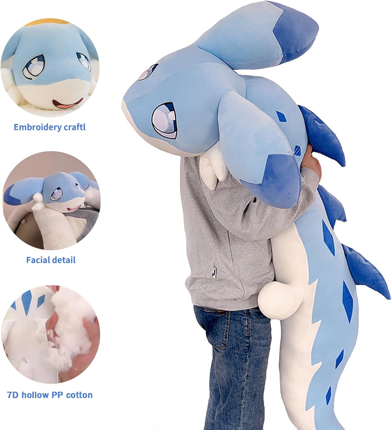 OSOCU 60 Inch Blue Chillet Plush Toys - Giant Soft Figure Doll - Huggable Stuffed Animal Plushies - Furry Stuffed Animal Pillow Gifts for Kids Boyfriend