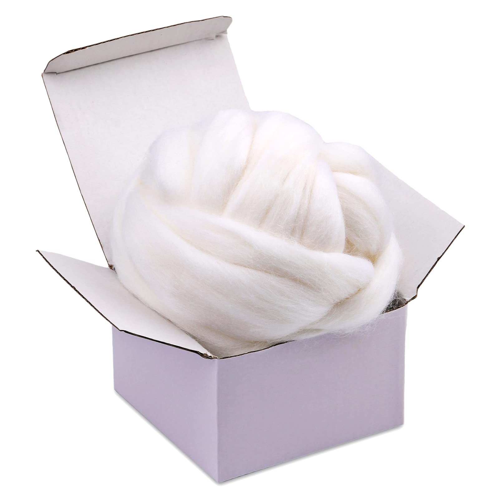 Ramlur 3.52oz Needle Felting Wool, Wool Felting Yarn, Felting Yarn, Soft Wool Roving Yarn with Box, Ideal for Needle Felting Spinning Weaving DIY Craft