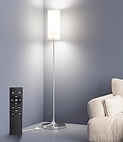 Vista 10 de luckystyle Lámpara alta regulable de pie, bombilla LED de 12 W con pantalla, interruptor de pie, poste de temperatura de color personalizado remoto