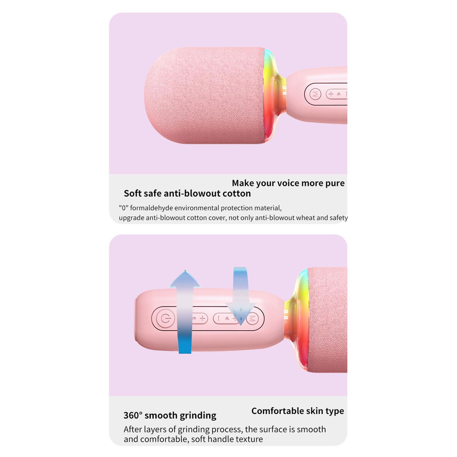 Bezprzewodowy Mikrofon do Karaoke Bluetooth ze światłem RGB, Ręczny Mikrofon do Karaoke dla Dorosłych Dzieci, Obsługa Inteligentnego Głosu AI, Zmiana Głosu, Chór dla 2 Osób