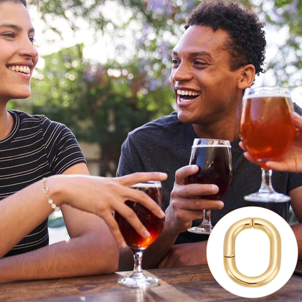 UNICRAFTALE 8 Pcs 13mm 18K Gold Plated Spring Clasp Ring Oval Clasps Enhancer Shortener Clasps Metal Spring Gate Rings Twister Clasps Ring for DIY Bracelet Necklaces Jewelry Making - Image 5