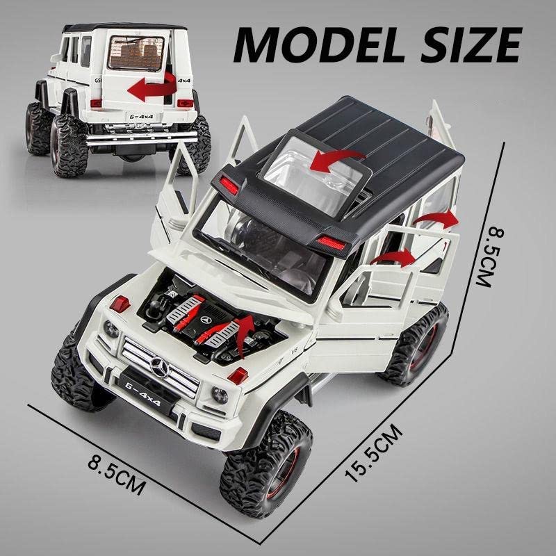 Image of 1:32 Mercedes AMG G500 Off-Road Toy Car Metal Pull Back Diecast Car with Openable Door and Sound Light, Gifts Toys for Kids,grey